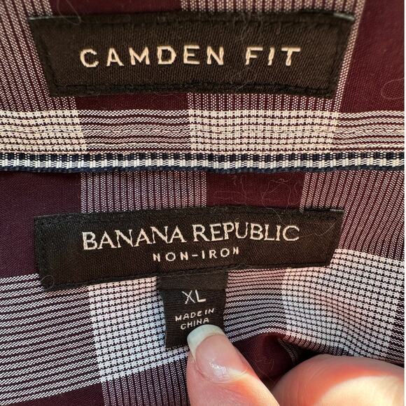 Banana Republic Men's Camden Fit Purple & White Plaid Button Shirt XL - Picture 9 of 14